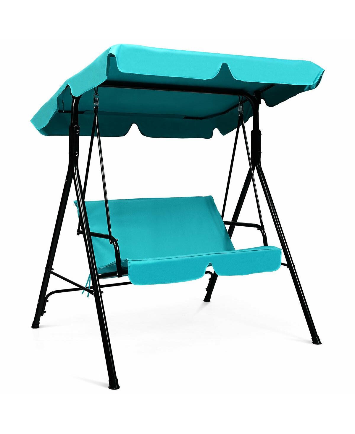 2 Person Weather Resistant Canopy Swing for Porch Garden Backyard Lawn - Blue