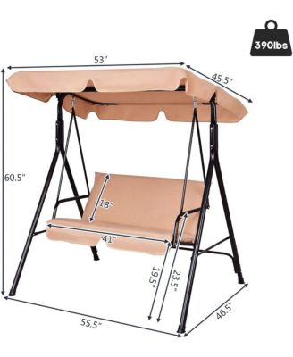 2 Person Weather Resistant Canopy Swing for Porch Garden Backyard Lawn