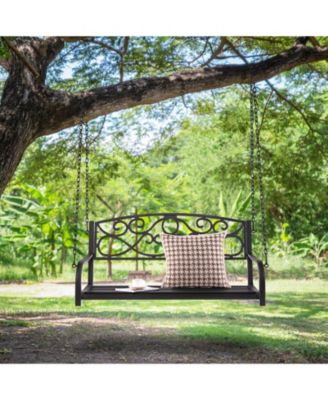 Outdoor 2-Person Metal Porch Swing Chair with Chains