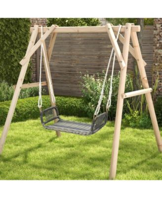 Wicker Porch Swing Seat with Cozy Armrests