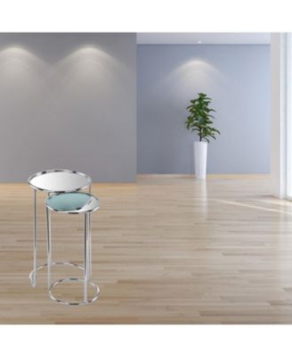 Glam Round End Table with Aluminum Frame and Mirrored Surface