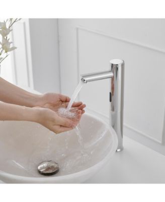 Automatic Sensor Touchless Single Hole Bathroom Sink Faucet With Temperature Mixing Valve In Polished Chrome