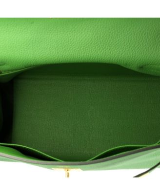 Pre-Owned Hermes Kelly 28 Handbag Green Togo with Gold Hardware