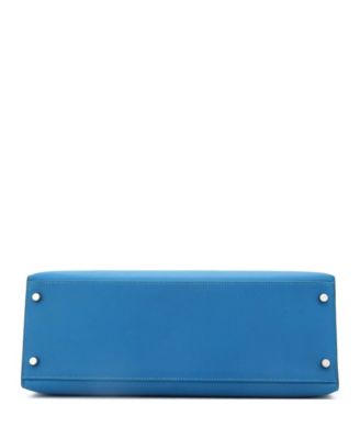 Pre-Owned Hermes Kelly 35 Handbag Blue Epsom with Palladium Hardware