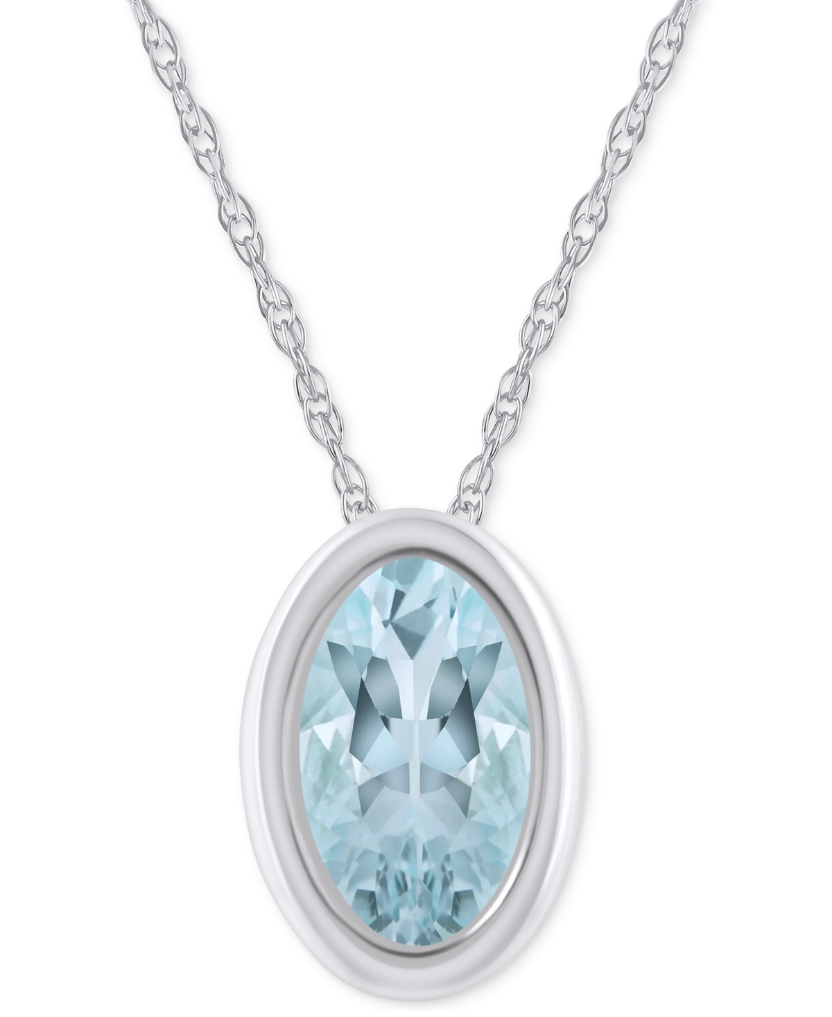 Pink Topaz Oval Solitaire 18" Pendant Necklace in 10k Gold (Also in Additional Gemstones) - Pink Topaz / Yellow Gold