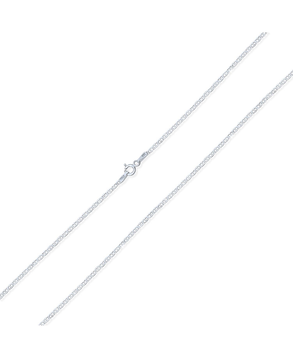 Thin Flat Mariner Anchor Link Chain 2MM Strong Necklace .925 Sterling Silver - Silver