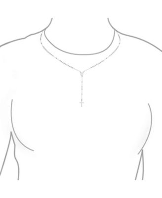 Religious Christian Virgin Mary and Cross Rosary Chain Drop Necklace Silver Tone