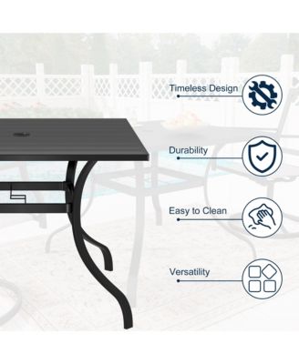 8-Piece Metal Outdoor Patio Dining Set with Square Table with 1.65 in. Umbrella Hole and Swivel Chairs