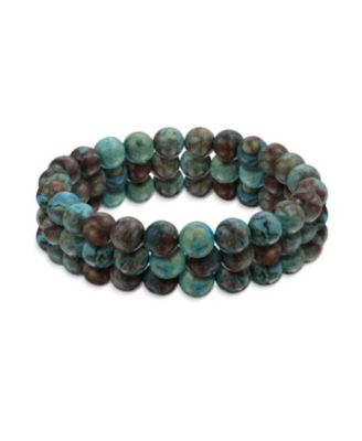 Jasper Gemstone 8MM Bead Stackable Strand Stretch Bracelet Set of 3