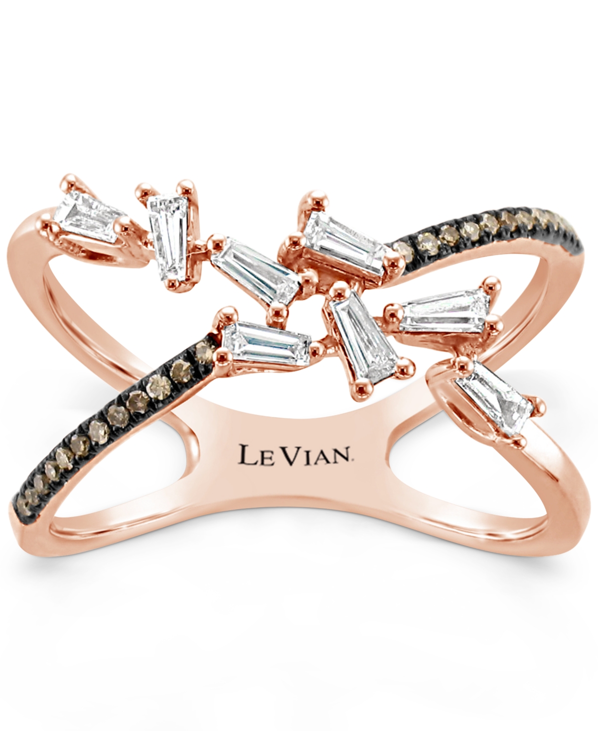 Le Vian Chocolatier Vanilla Diamond & Chocolate X Motif Statement Ring (3/8 Ct. T.w.) In 14k Rose Gold