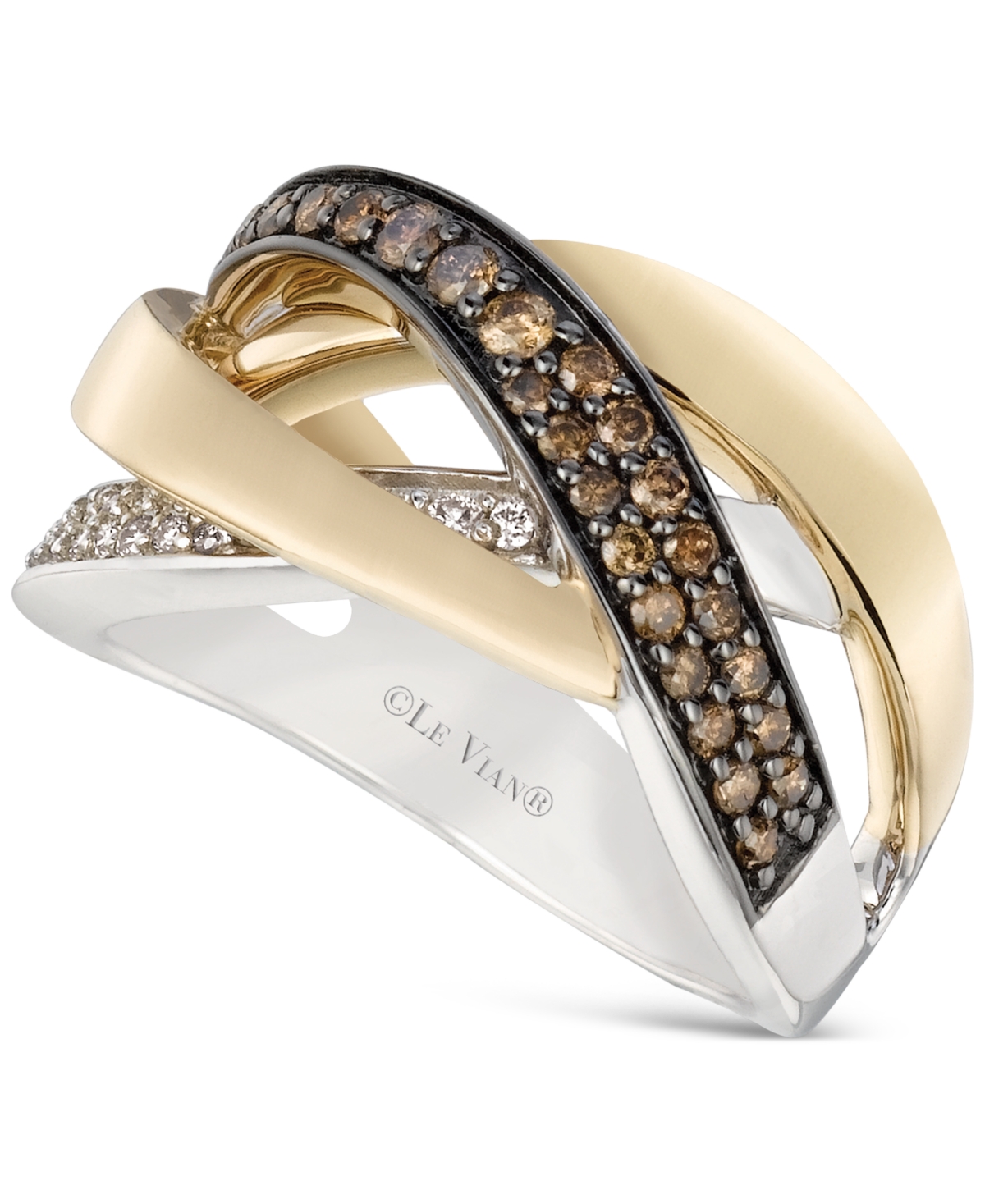 Le Vian Chocolatier Chocolate Diamond & Vanilla Diamond Crossover Statement Ring (1/2 Ct. T.w.) In 14k Two-t
