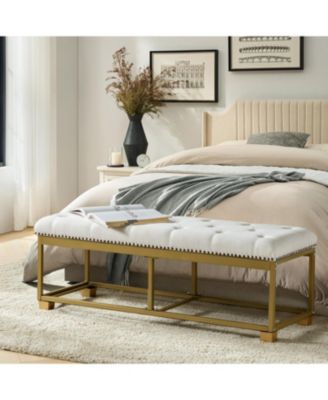 Lauris Classic Tufted Design Storage Bench with Nailhead Trim