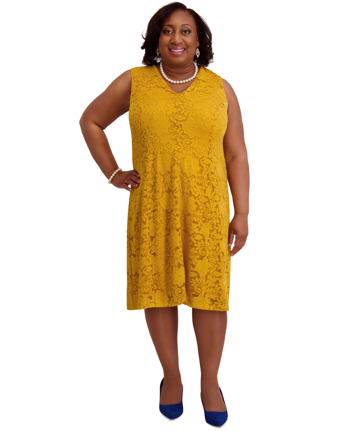 Kasper Women's Sleeveless Fit & Flare Dress, Regular & Plus Sizes In Yellow