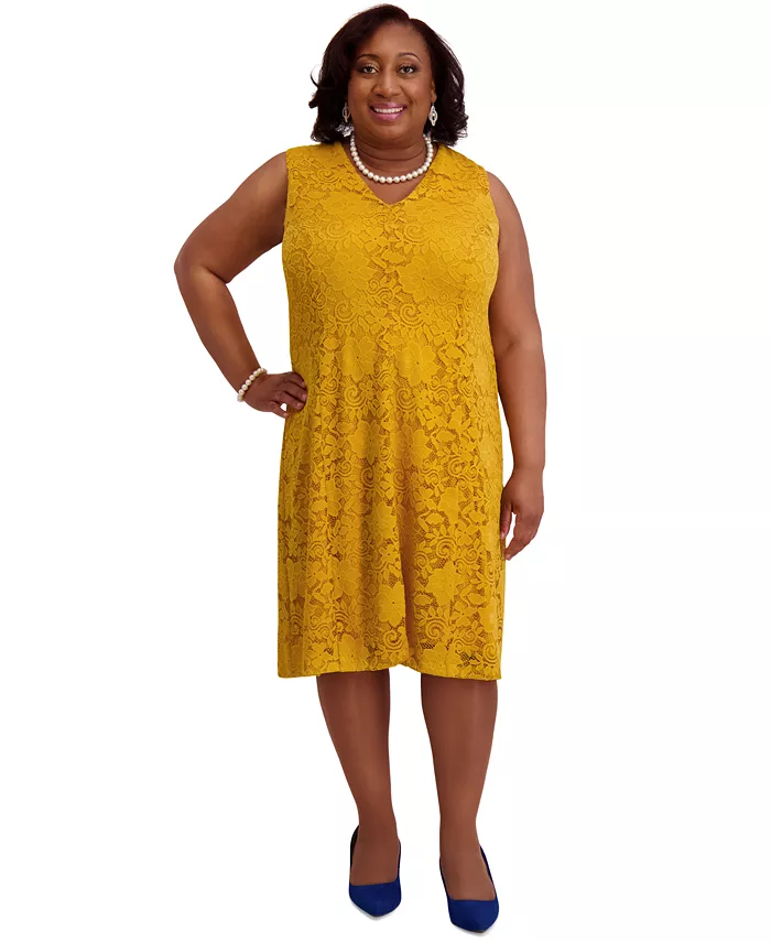 Women's Sleeveless Lace Fit & Flare Dress, Regular & Plus Sizes - thumbnail 9