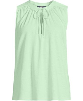 Women's Linen Blend Notch Neck Swing Tank Top