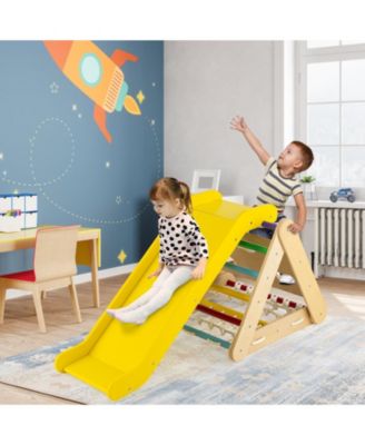 4 in 1 Triangle Climber Toy with Sliding Board and Climbing Net