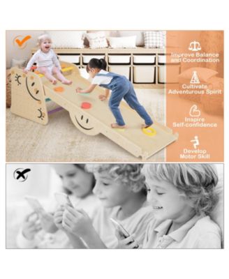 Wooden Climbing Toy Triangle Climber Set with Seesaw