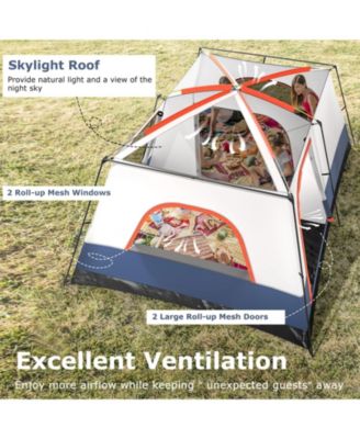 8-10 Person Camping Tent with Double Rooms and 2 Doors