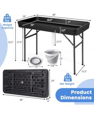 4 Feet Plastic Party Ice Folding Table with Matching Skirt