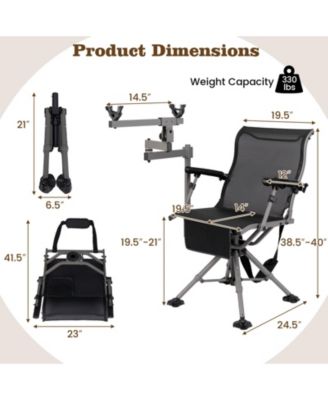 360° Swivel Portable Hunting Chair with Adjustable Legs and Armrests