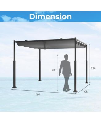 10 x 10 Feet Outdoor Pergola with Retractable Canopy and Metal Columns