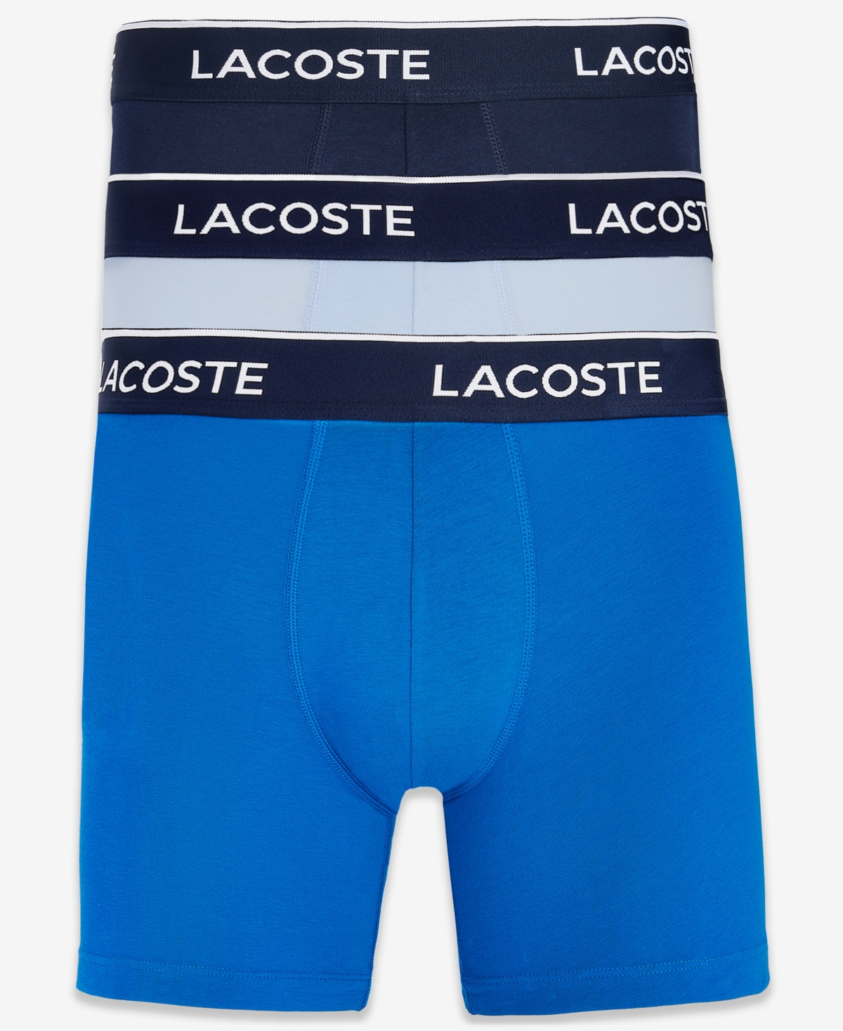 Men's 3-Pk. Regular-Fit Logo Waistband 5" Boxer Briefs - Light Blue/blue/navy Blue