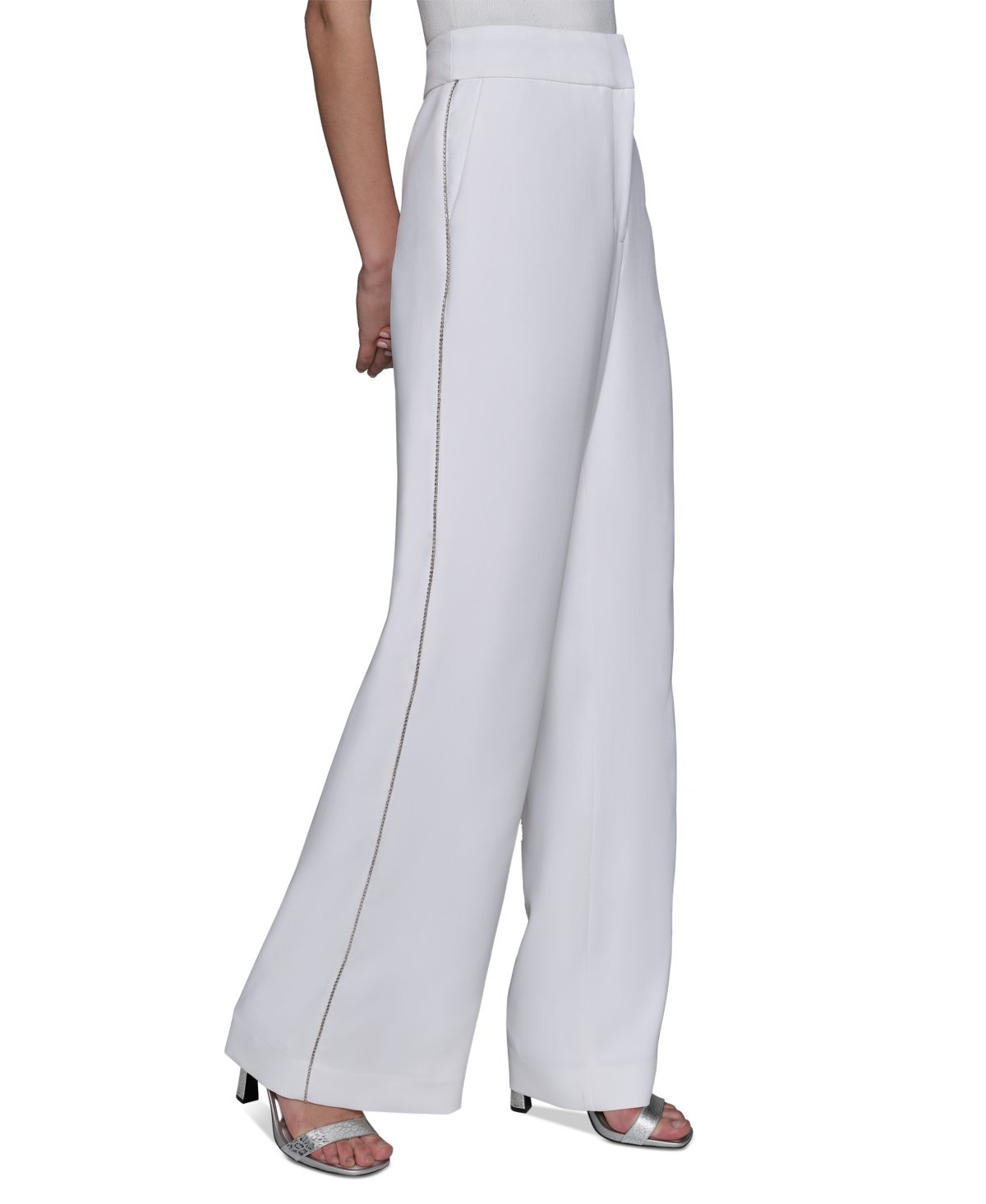 Shop Karl Lagerfeld Women's Embellished-side-seam Pants