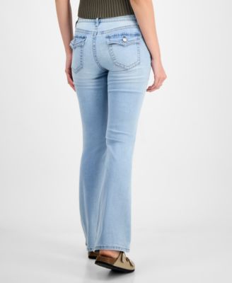 Juniors' Low-Rise Extended-Tab Bootcut Jeans