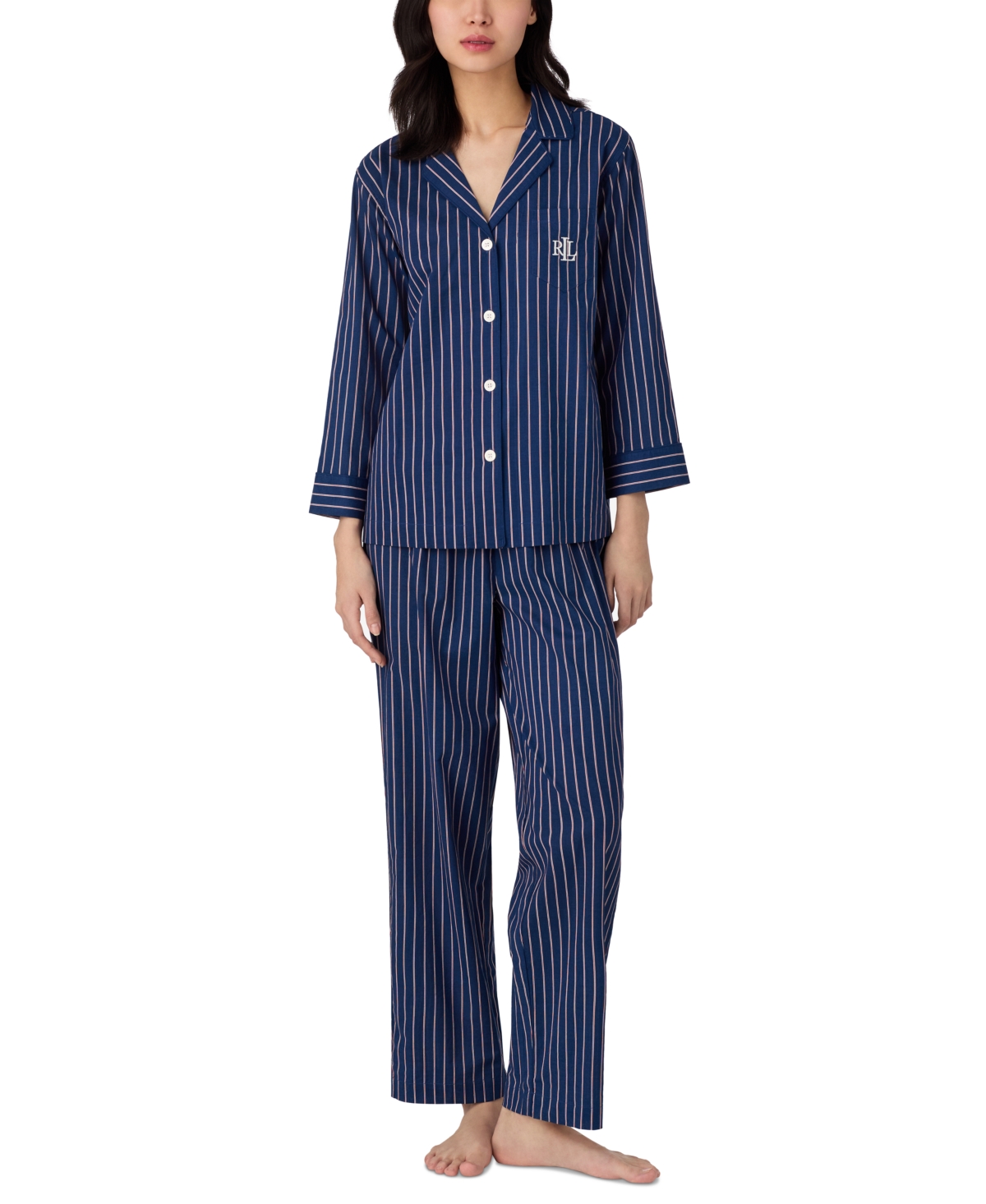 Women's 3/4-Sleeve Ankle Pajama Set - Ivory Pattern