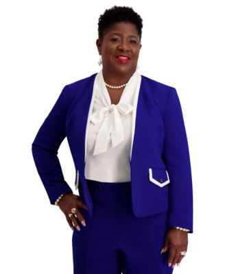 Framed Collarless Jacket, Regular & Plus 