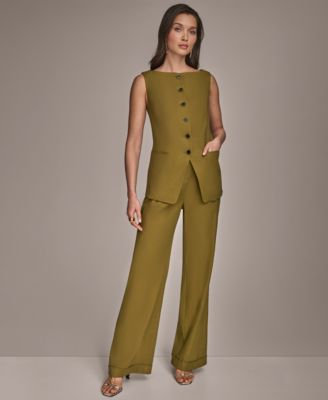 Women's Linen-Blend Vest, Regular & Petite