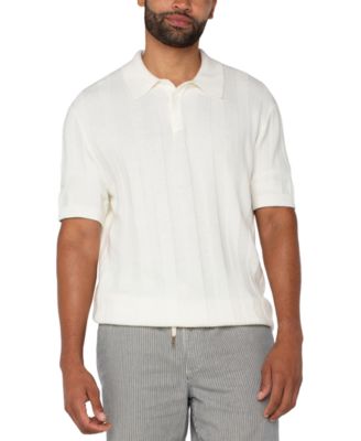 Liverpool Los Angeles - Men's Kingston Slim Fit Short Sleeve Textured Stripe Polo Sweater