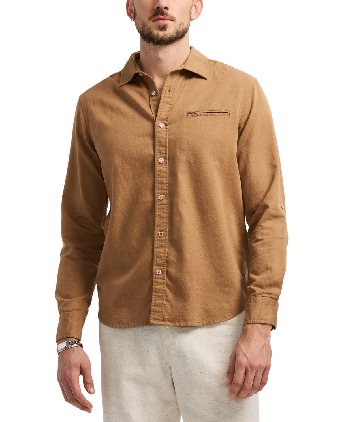 Men's Simbio Long Sleeve Button-Front Shirt - Green Olive