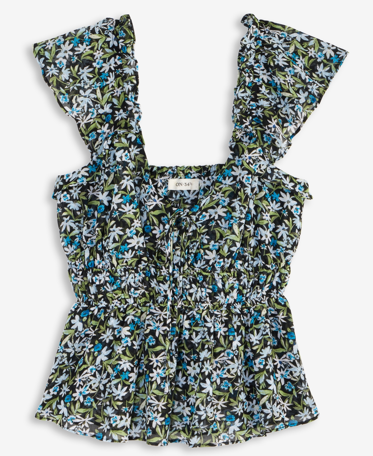 On 34th Women's Floral Flutter-sleeve Tie Tank, Exclusively At Macy's In Multi