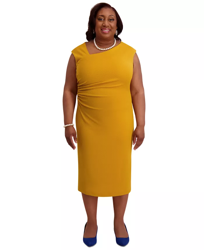Women's Asymmetrical-Neck Midi Dress, Regular & Plus Sizes - thumbnail 9