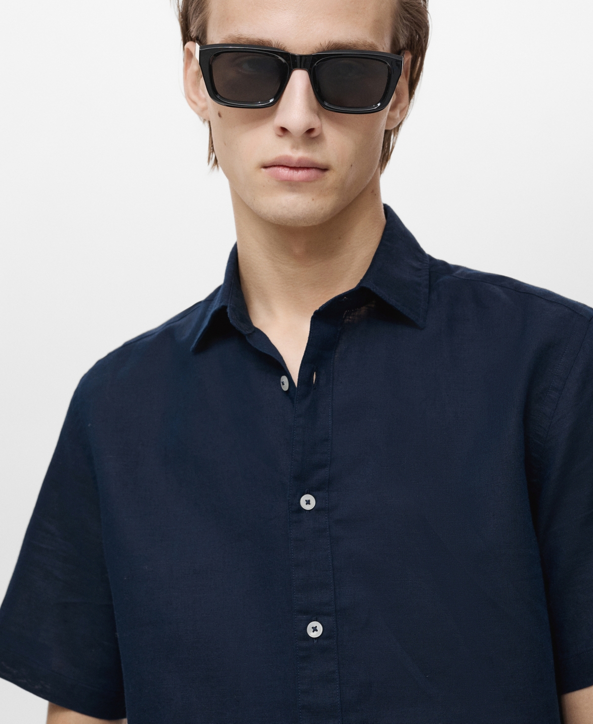 Mango Regular Fit Linen Blend Button-up Shirt