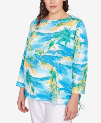 Plus Size Paradise Island Crinkle Knit Top