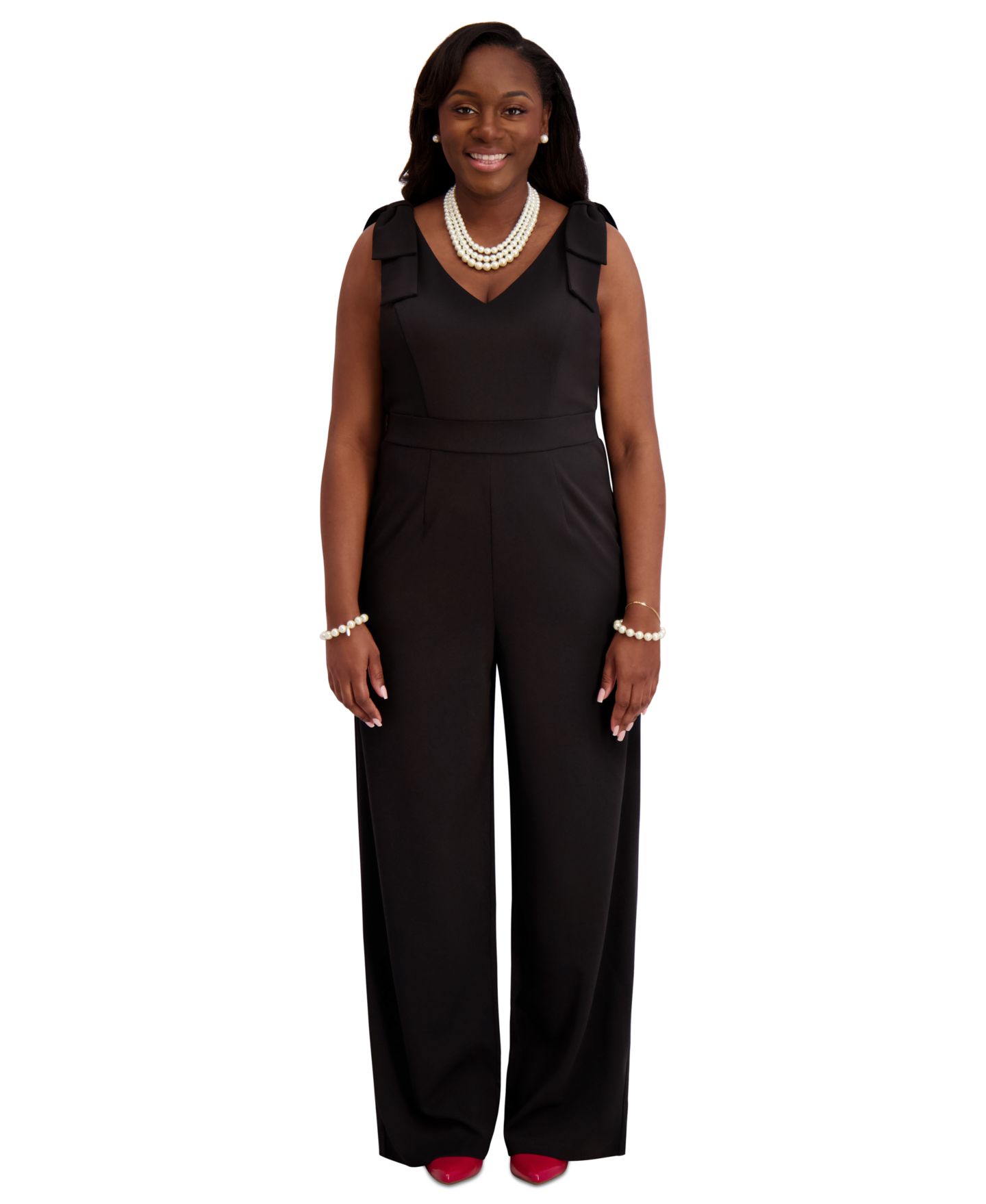 Женский комбинезон Kasper Tie-Strap Jumpsuit, Regular & Plus Size, цвет: Чёрный — фото 1