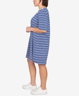 Plus Size Embroidered Stripe Knit Dress