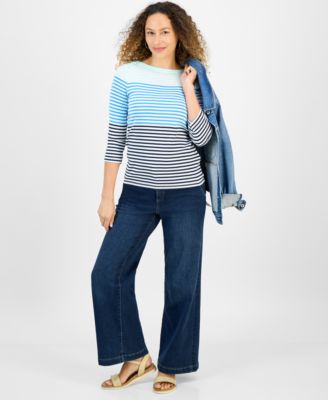 売れ筋商品|||スタイルアンドコー カットソー トップス レディース Petite Simple Geo Pima Cotton Knit Top, Exclusively at Macy's Floating White Style & Co Petite Dot Pima Knit Top, Created for Macy's - Macy's