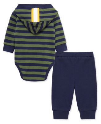 Baby Boys Cotton Hooded Football Bodysuit & Pants Set