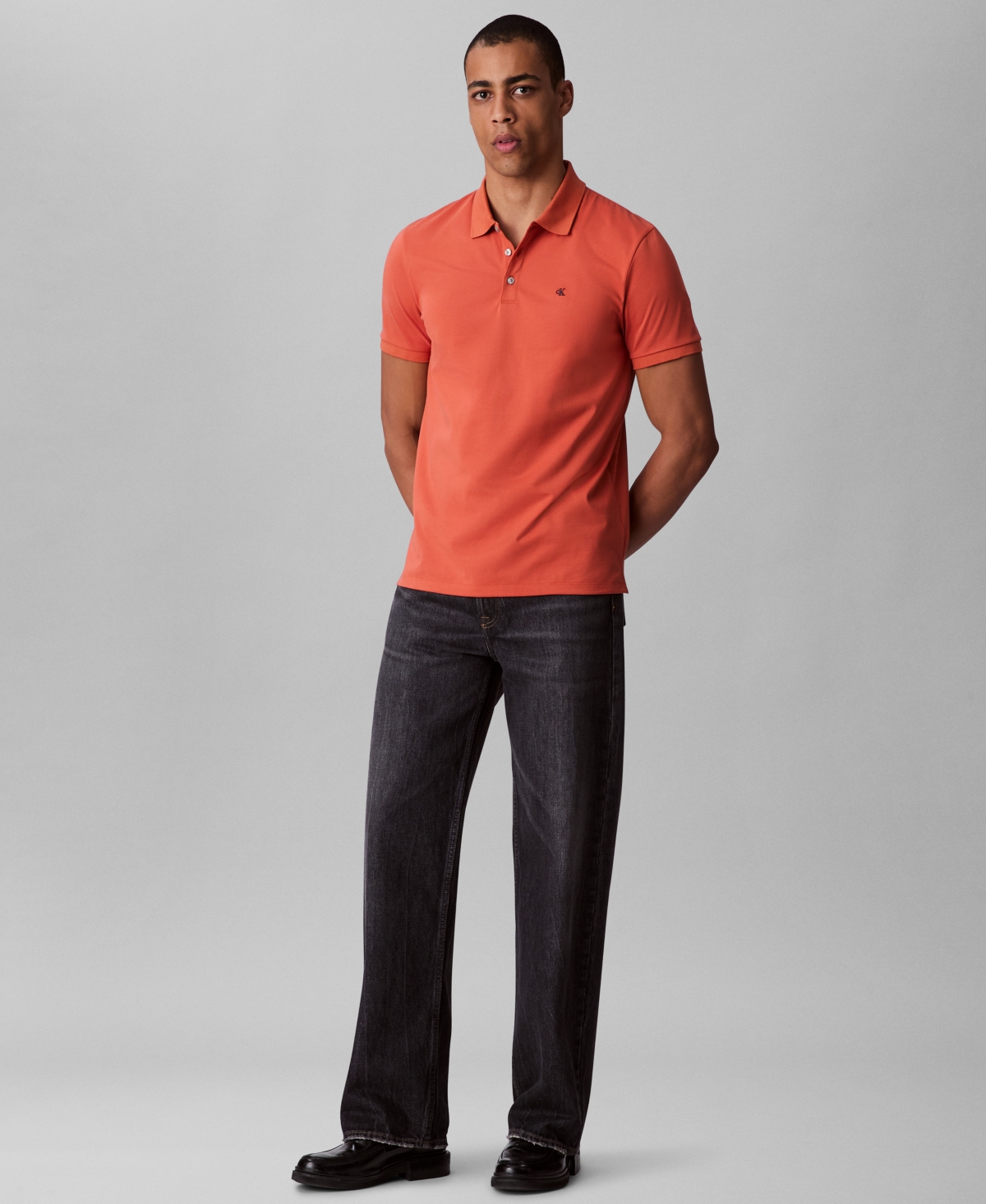 Calvin Klein Men's Regular-fit Smooth Cotton Monogram Logo Polo Shirt In Orange