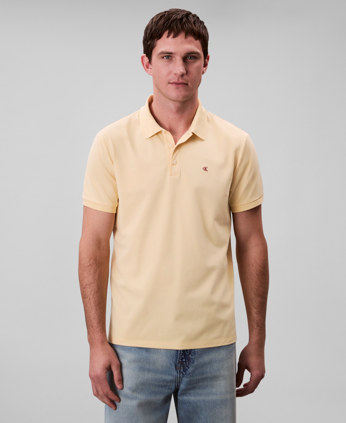 Calvin Klein Polo Manches Courtes En Coton In Yellow