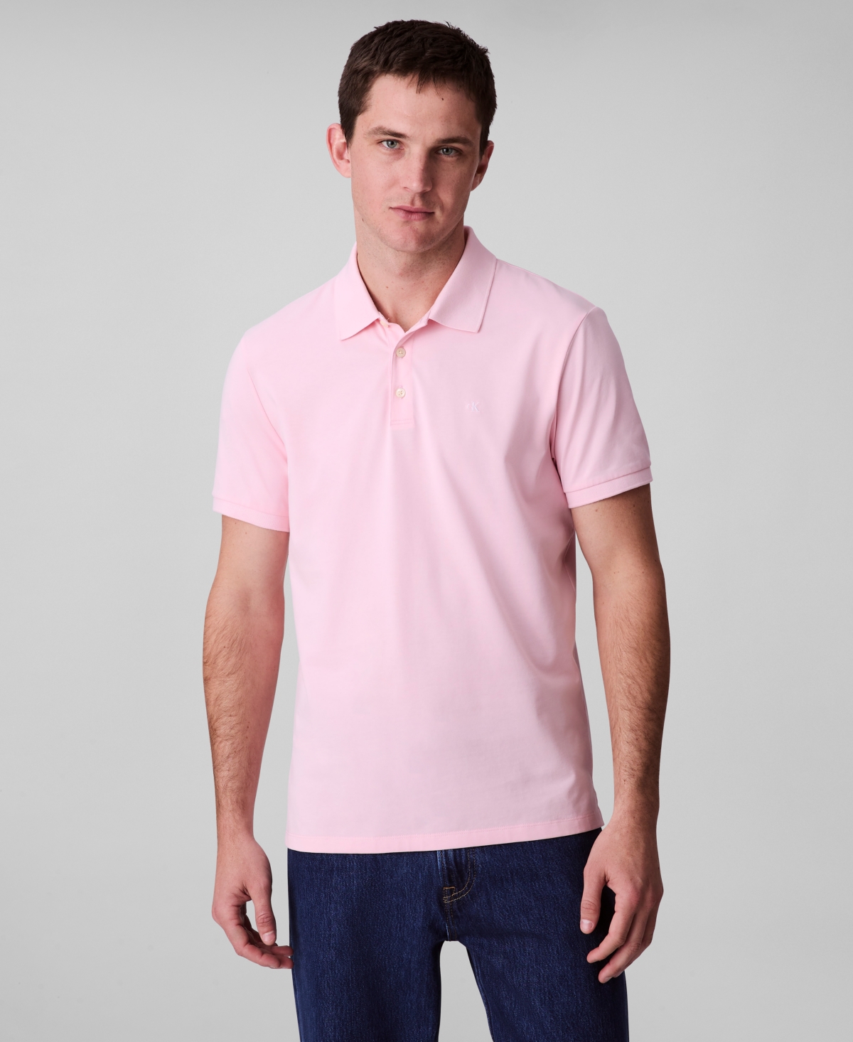 Calvin Klein Men's Regular-fit Smooth Cotton Monogram Logo Polo Shirt In Pink