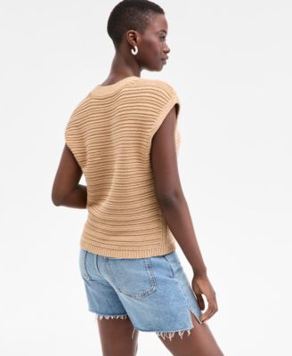Women's Textured-Stitch Sleeveless Sweater, Exclusively at Macy's