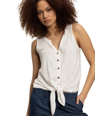 Women's Button-Up Tie-Front Sleeveless Top