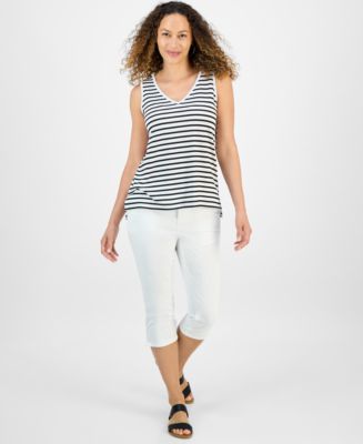 売れ筋商品|||スタイルアンドコー カットソー トップス レディース Petite Striped Easy Fit Tank Top, Exclusively at Macy's Minty Turq Style & Co Petite Striped Easy Fit Tank Top, Exclusively at