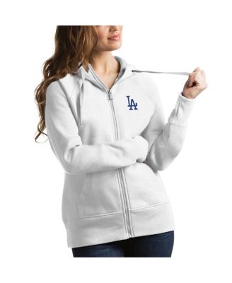 Antigua - Women's White Los Angeles Dodgers Victory Full-Zip Hoodie