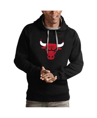 Antigua - Men's Black Chicago Bulls Logo Victory Pullover Hoodie