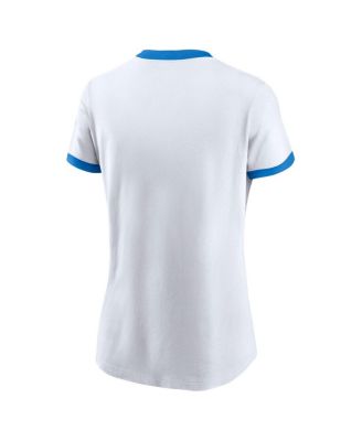 Women's White Los Angeles Chargers Rewind Ringer Tri-Blend T-Shirt